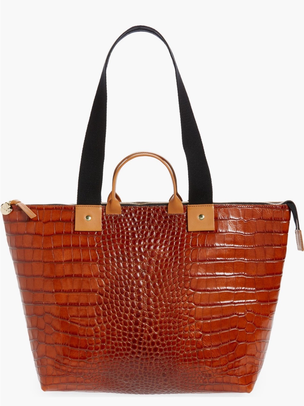 Clare V. Le Zip Sac Croc Embossed Leather Tote